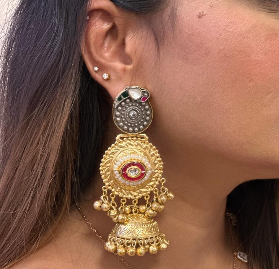 Indira Pachi Kundan Designer Earrings
