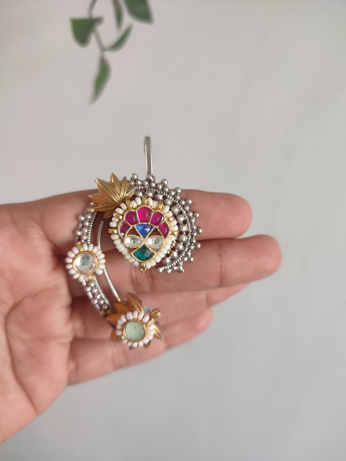 Mehana Pachi Kundan Earcuffs with Stud Earrings