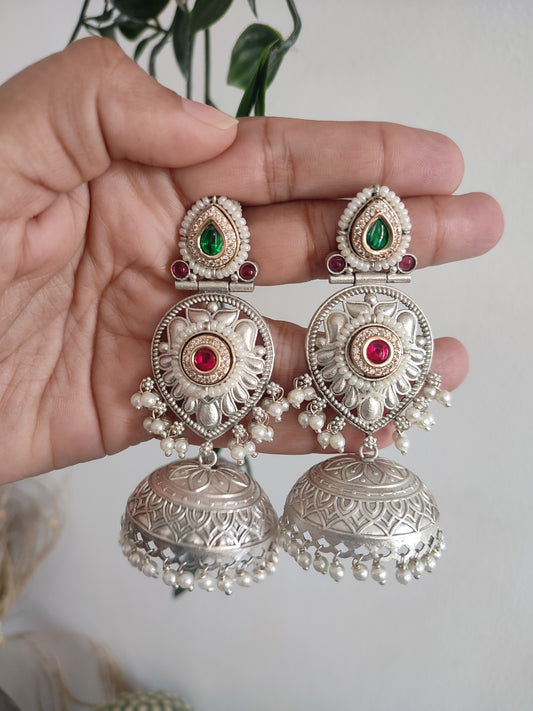 Kundan Stone Brass Earrings Meena