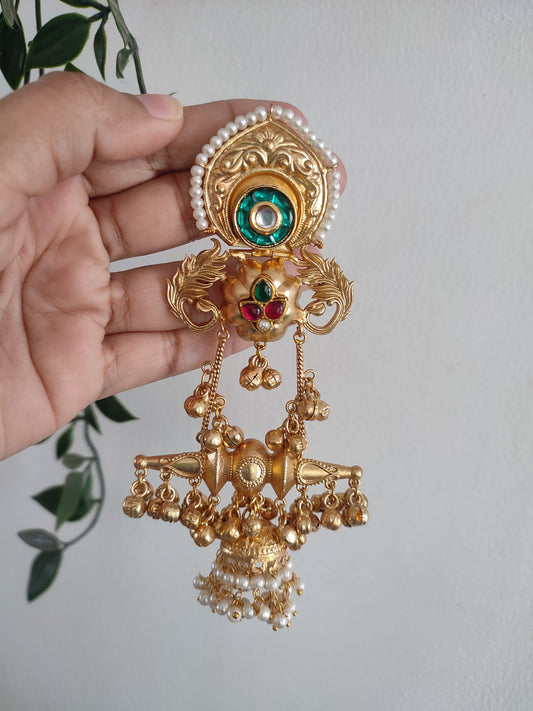 Munraz Golden Kashmiri Style Jhumkis- Light to Medium Weight