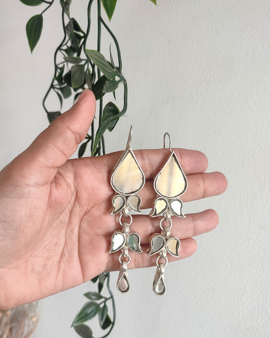 Mishali White Glass Earrings