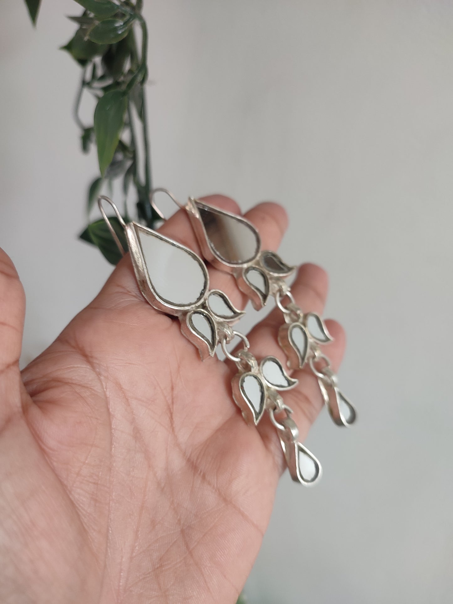 Mishali White Glass Earrings