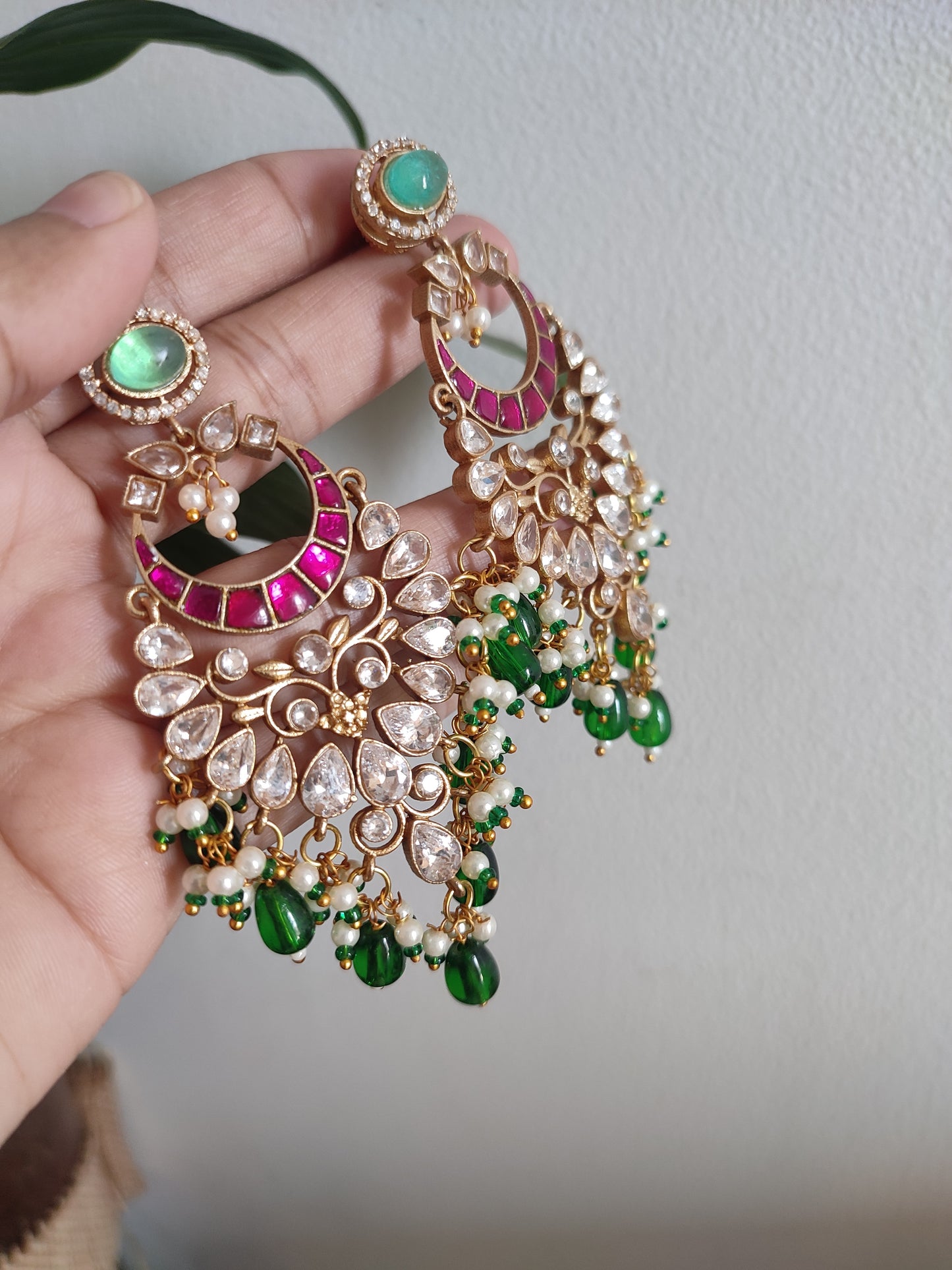 Mornima Ruby and Green Earrings
