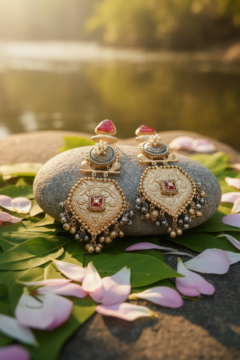 Surini Long Brass Earrings