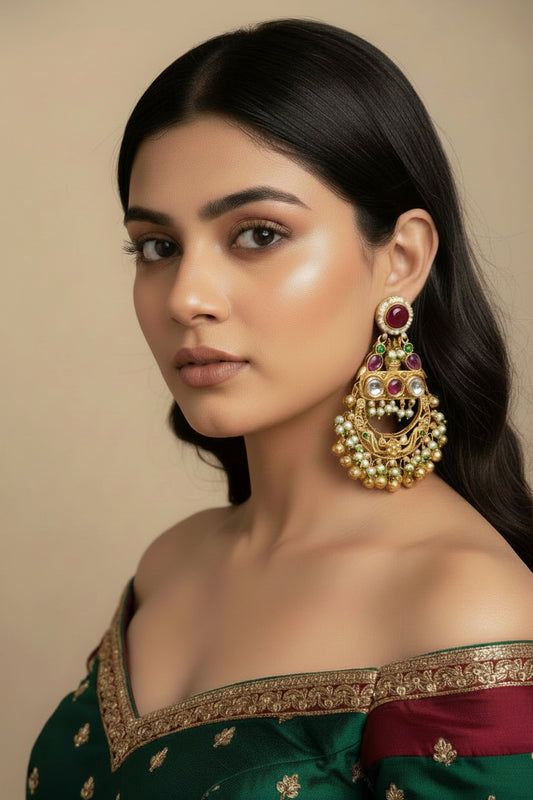 Kundan Mina Earrings
