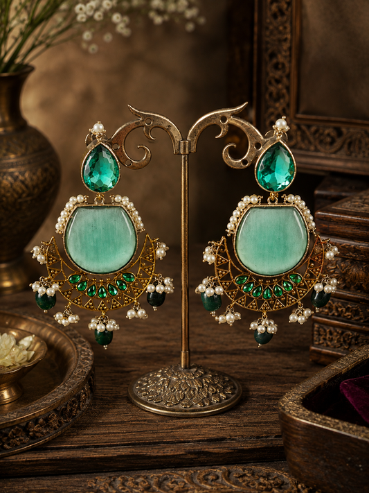 Anjali Big Stone Designer Heavy Earrings