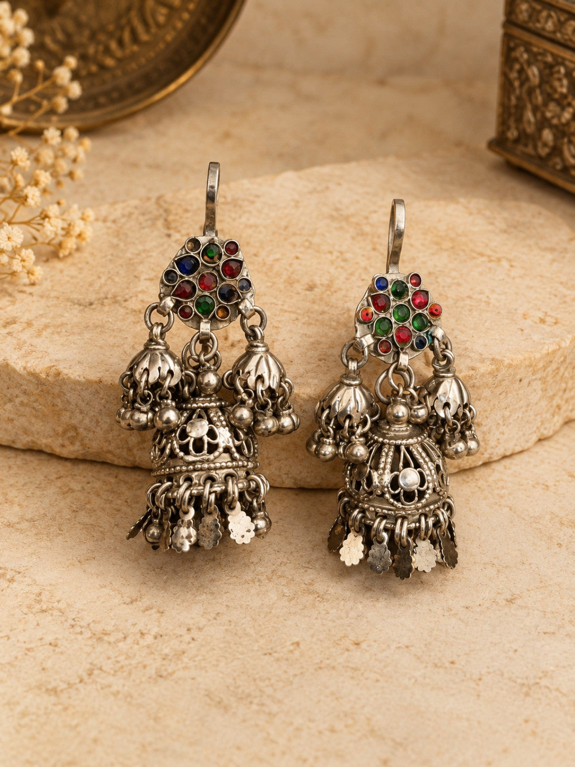Momina Afghani Medium heavy Jhumki with (thick hooks)