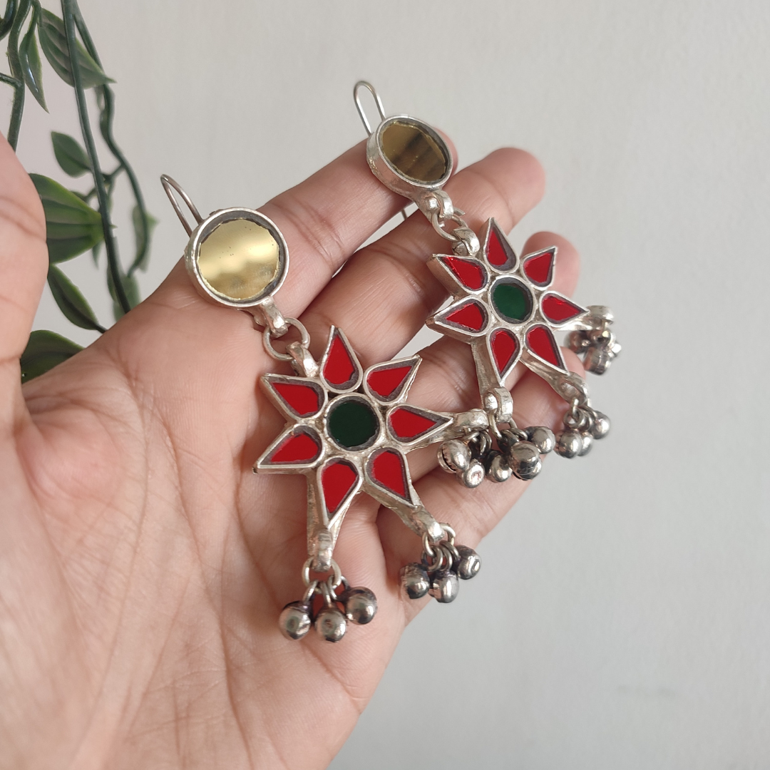 Rachna Glass Glossy Red Earrings