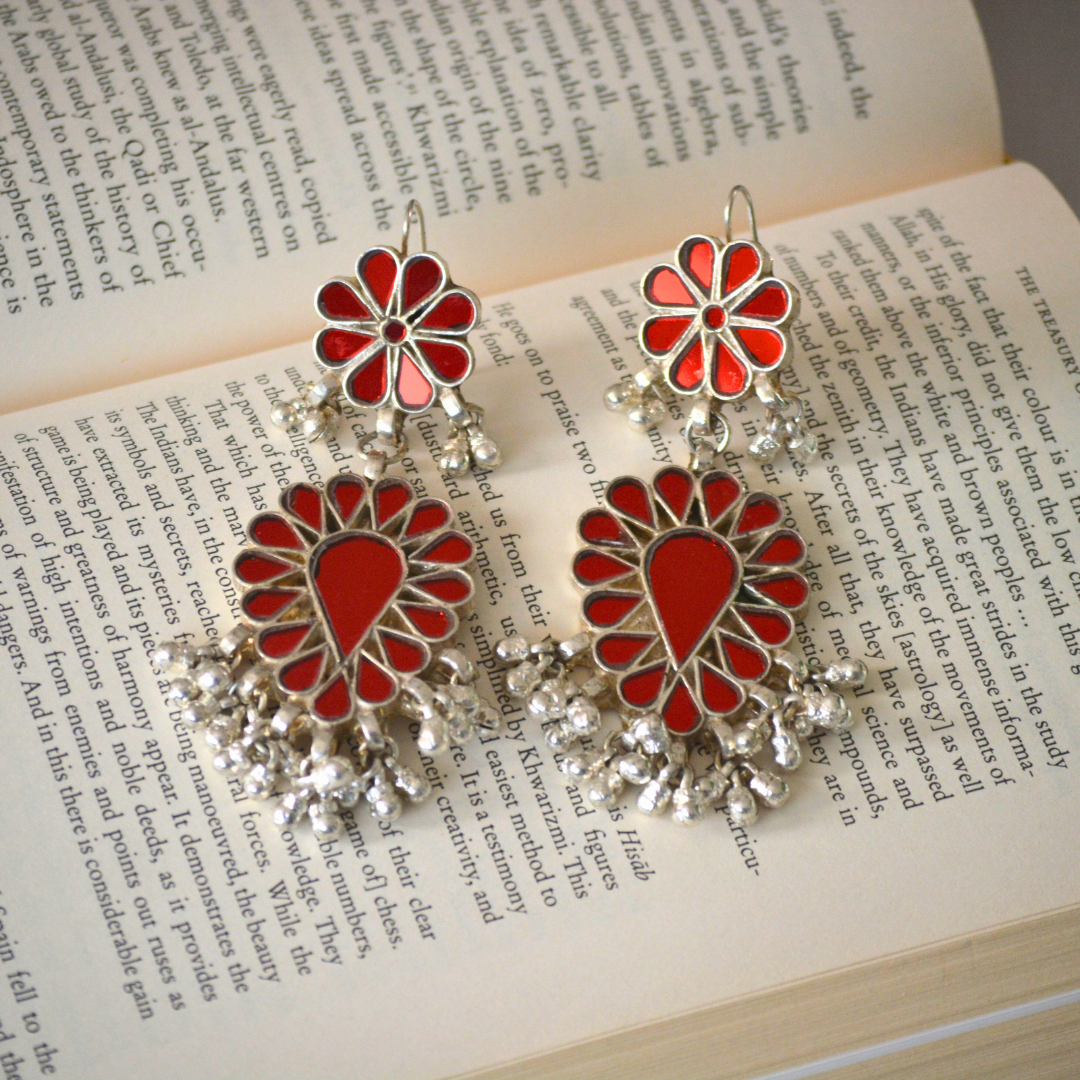 Gulaab Glass Glossy Long Heavy Earrings