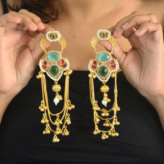 Tarana Kashmiri Long and Heavy Earrings
