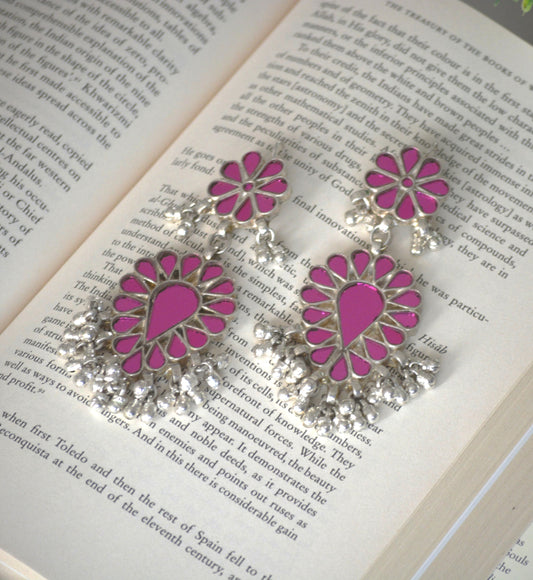 Gulaab Glass Glossy Long Heavy Earrings