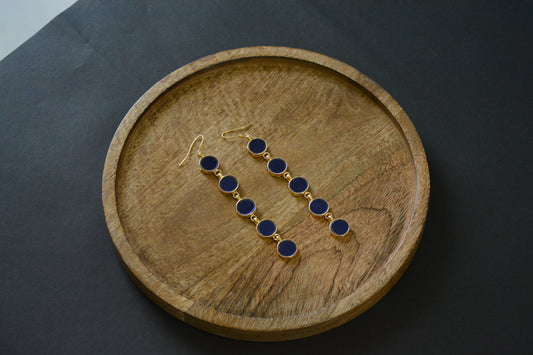 Rista glossy red glass and gold polish drop long earrings