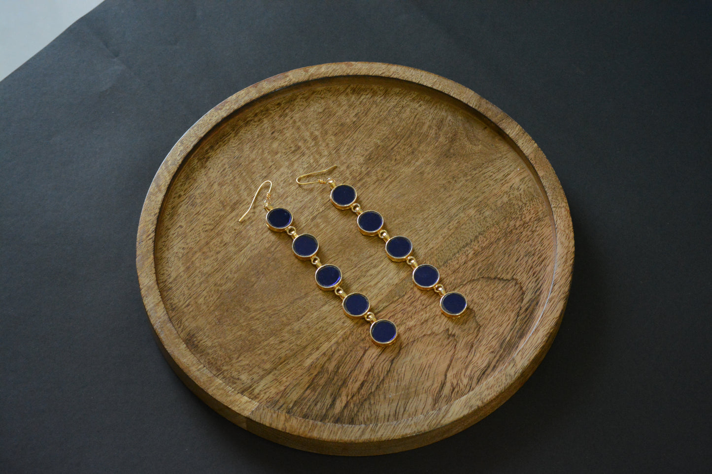 Rista glossy red glass and gold polish drop long earrings