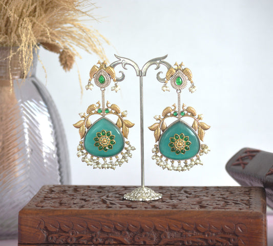 Peacock Stone Kundan Designer Earrings