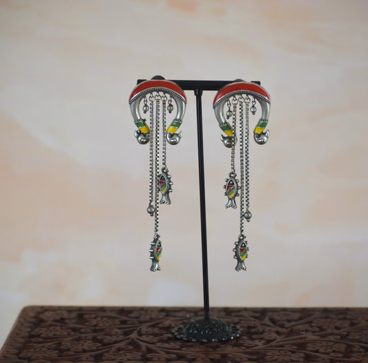 Subha Handpainted Long Earrings