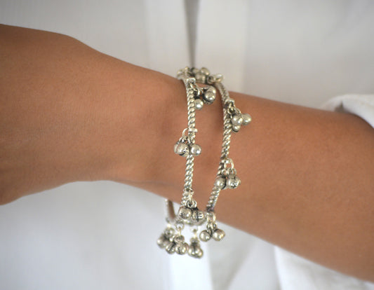 Ghungroo Kada Free Size Silver - Pair of 2