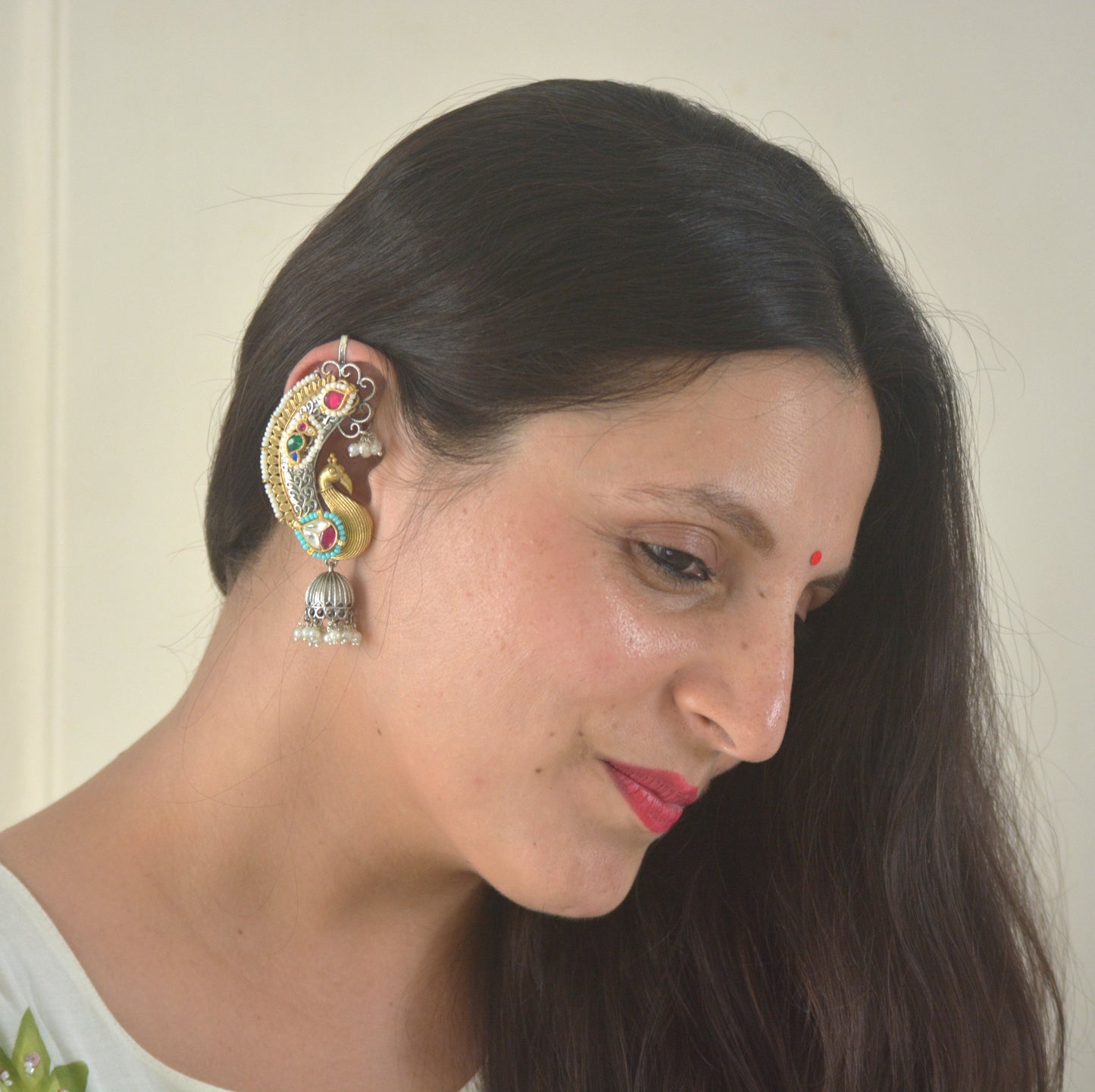 Designer Pachi Kundan Ear cuffs with Earrings