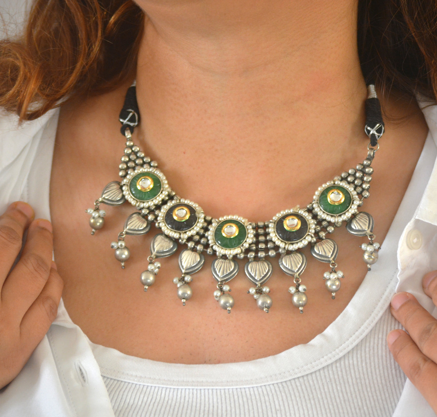 Soma Stone and Brass Designer Necklace Set with earrings
