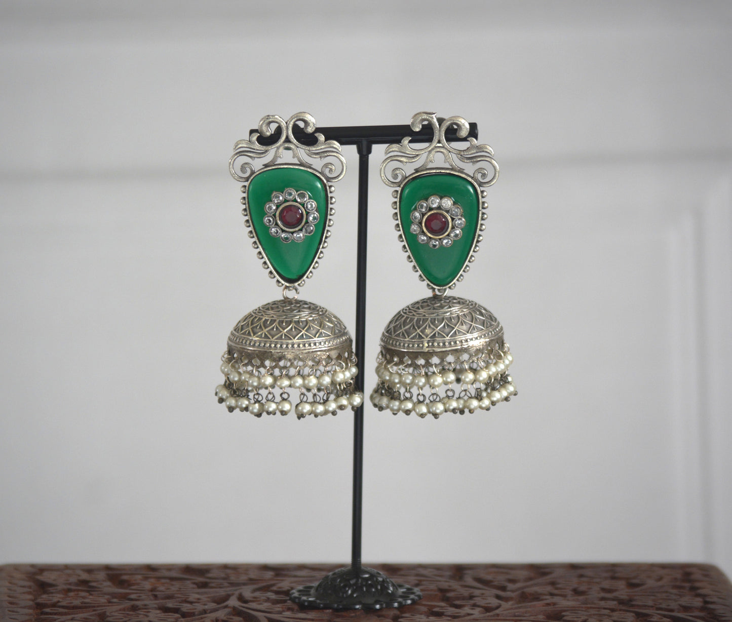 Mona Stone Brass Earrings