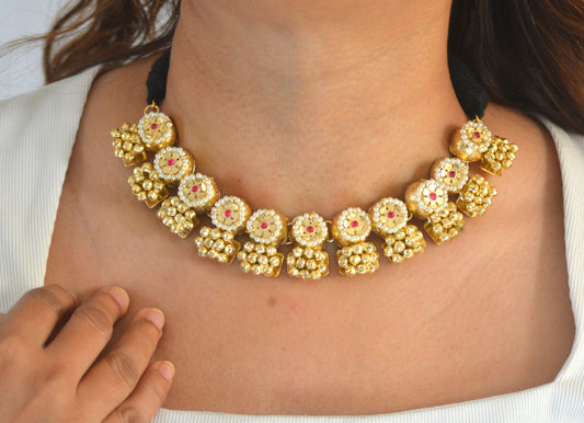 Mira Kundan Necklace Set with Stud Earrings