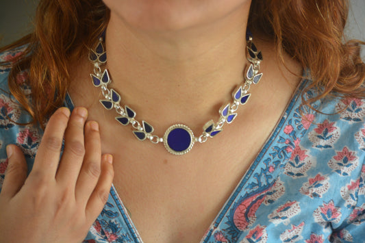 Medha blue glass choker