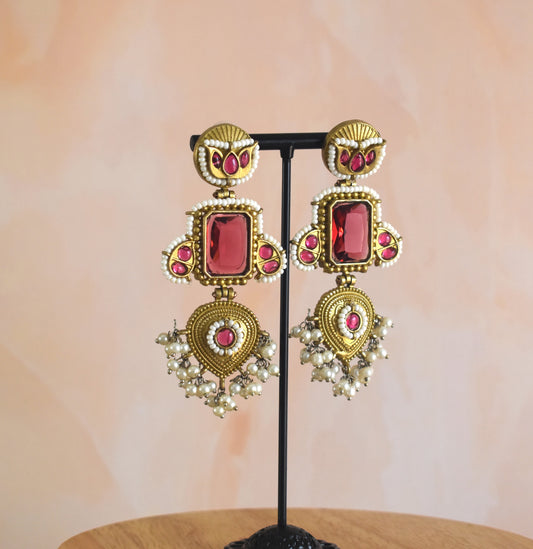 Monali Kundan Brass Earrings