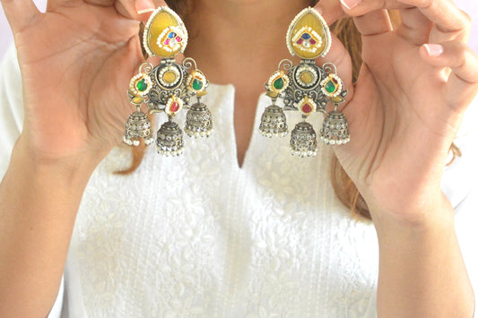 Pachi Kundan and Brass Designer Earrings