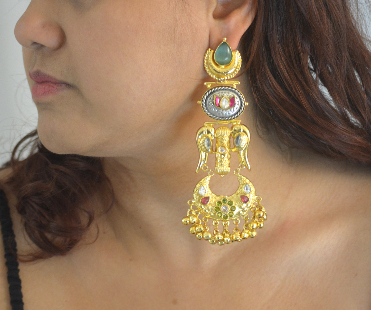 Vallari Kundan Long Medium Heavy Earrings