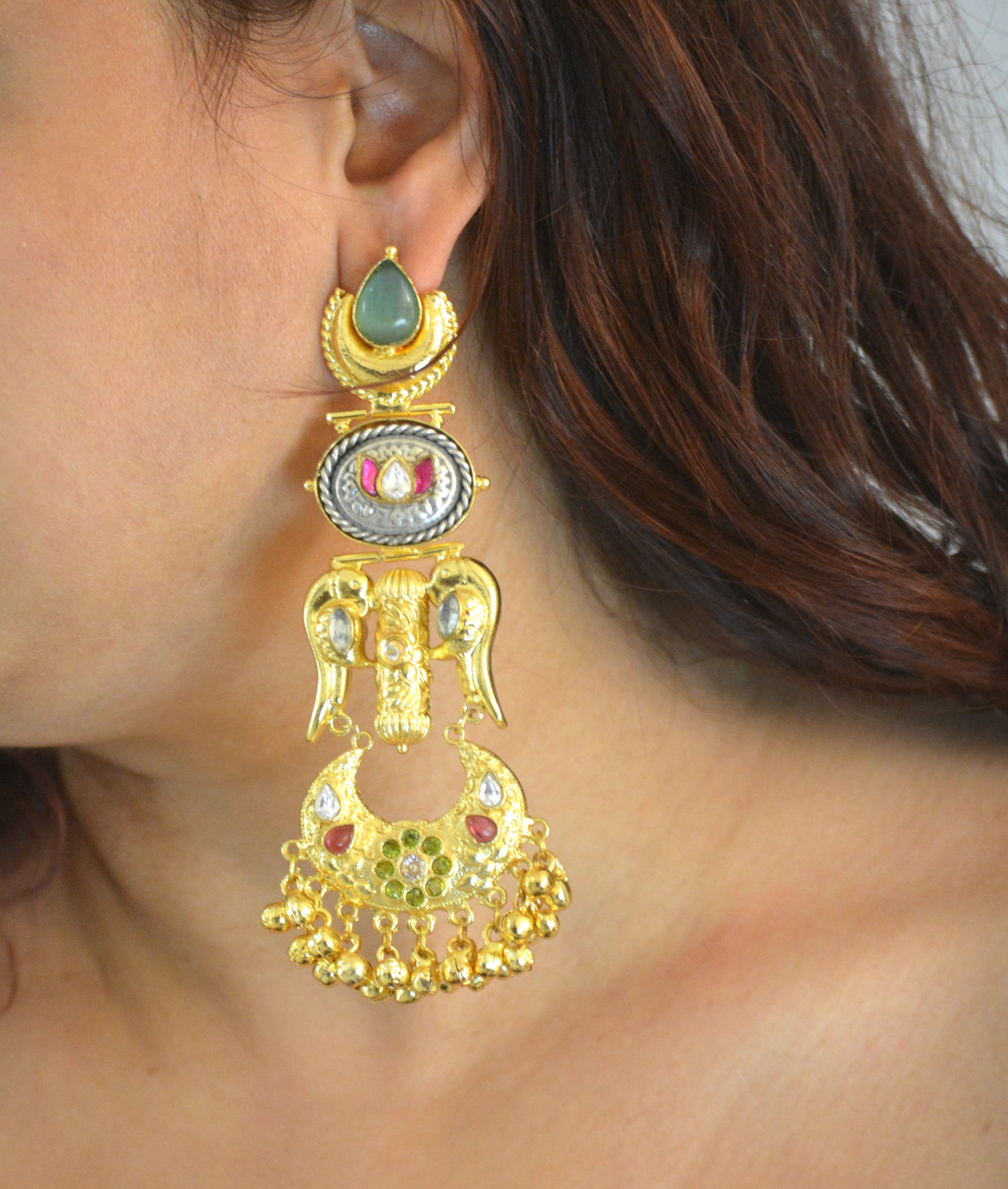 Vallari Kundan Long Medium Heavy Earrings