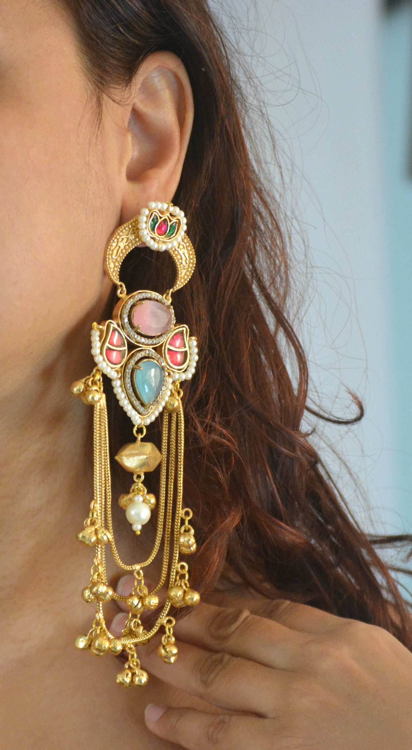 Tarana Kashmiri Long and Heavy Earrings