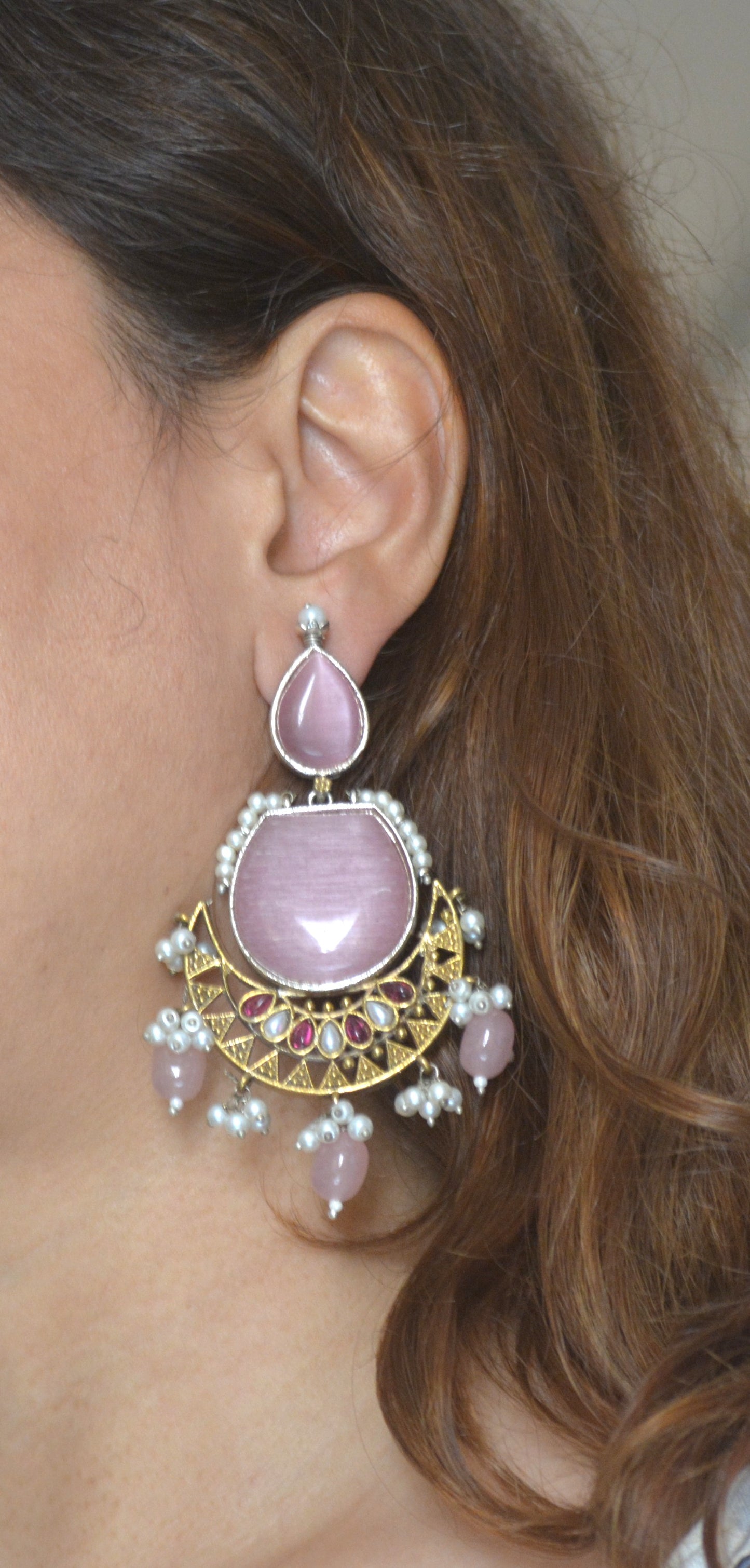 Anjali Big Stone Designer Heavy Earrings