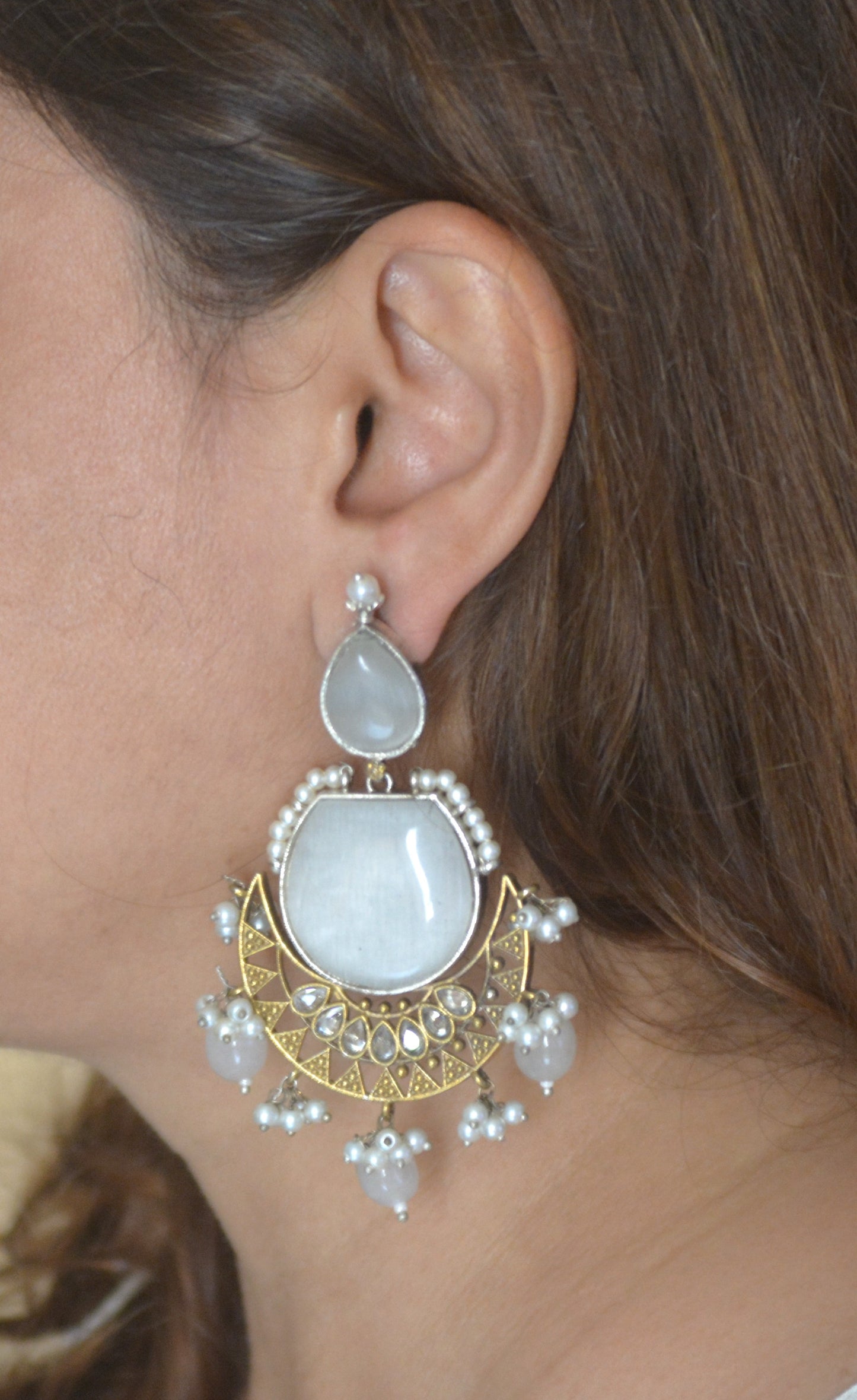 Anjali Big Size stone Earrings