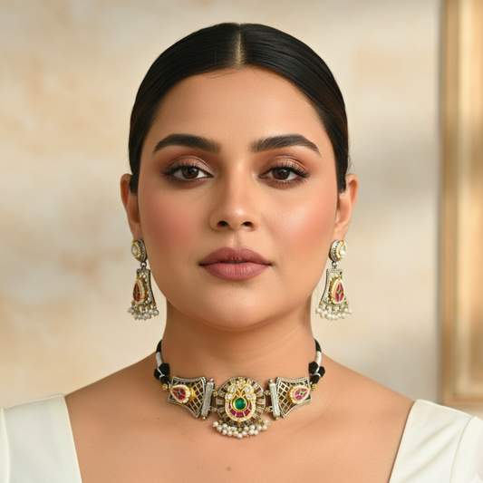 Godavari Pachi Kundan Choker Necklace Set