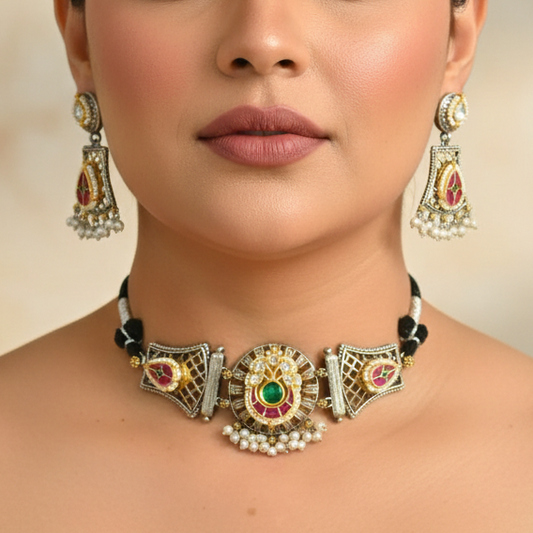 Godavari Pachi Kundan Choker Necklace Set