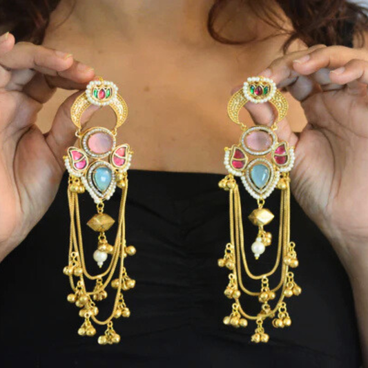 Tarana Kashmiri Long and Heavy Earrings