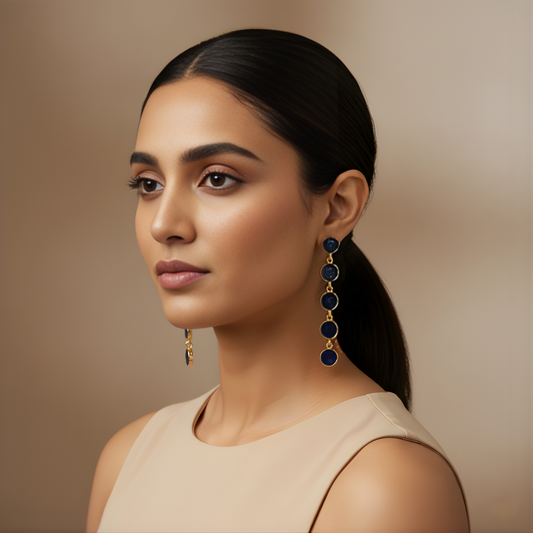 Rista glossy red glass and gold polish drop long earrings