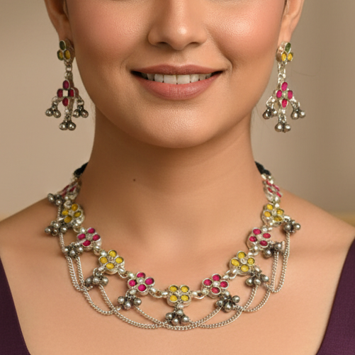 Sonal Glass Necklace Set with Earrings