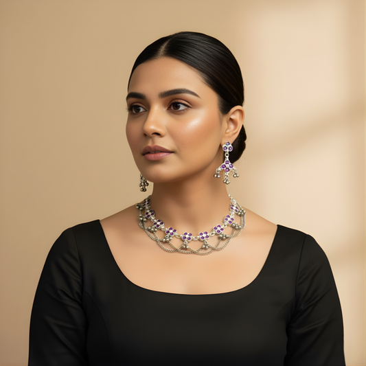 Sonal Glass Necklace Set with Earrings