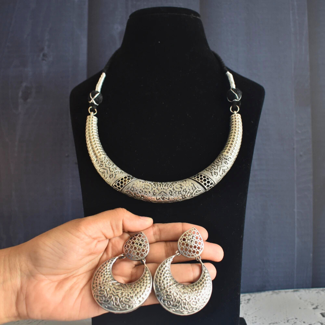 Mahua Brass Necklace Set Extendable