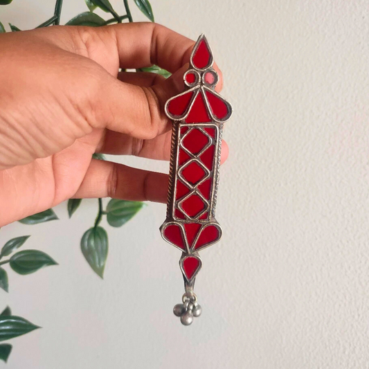 Glossy red gualabo fishhook glass earrings