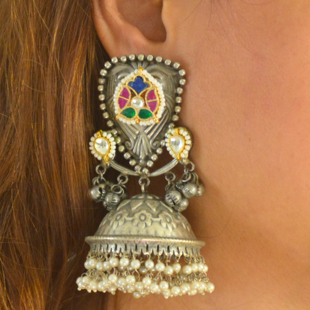 Meghna Pachi Kundan Brass Jhumkas