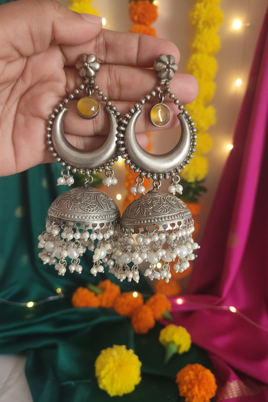Shahana Stone brass Jhumka