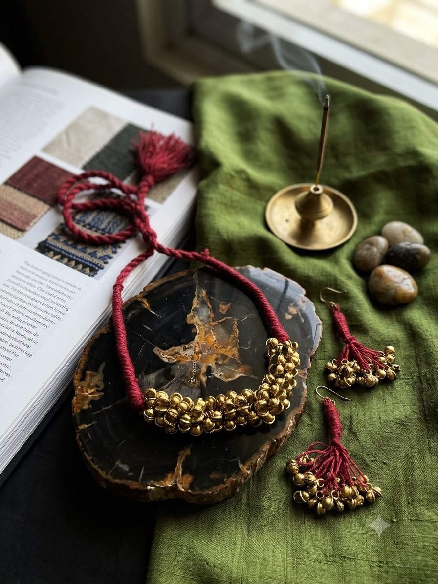 Mohini brass thread necklace set