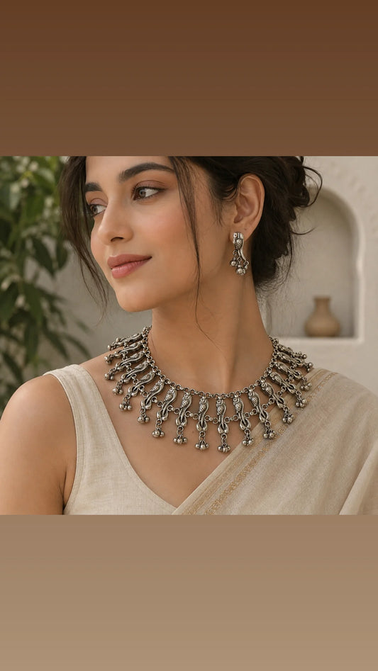 Sunehra bird Brass Necklace Set