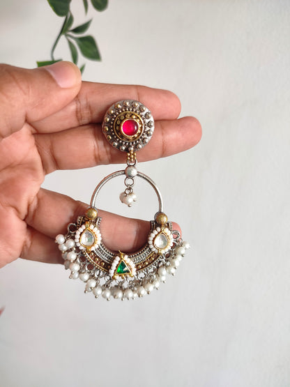 Pachi Kundan Chandbali Earrings