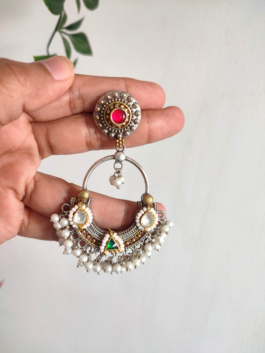 Pachi Kundan Chandbali Earrings