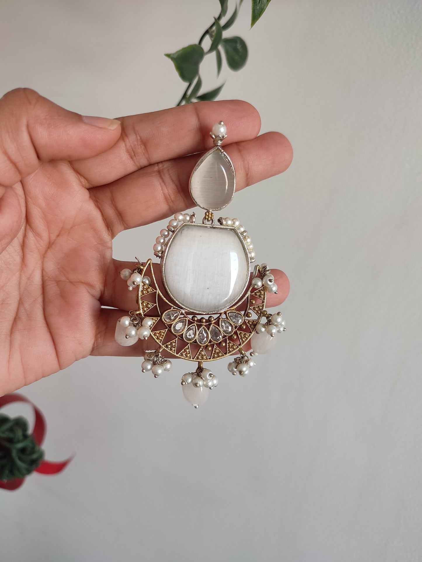 Anjali Big Size stone Earrings