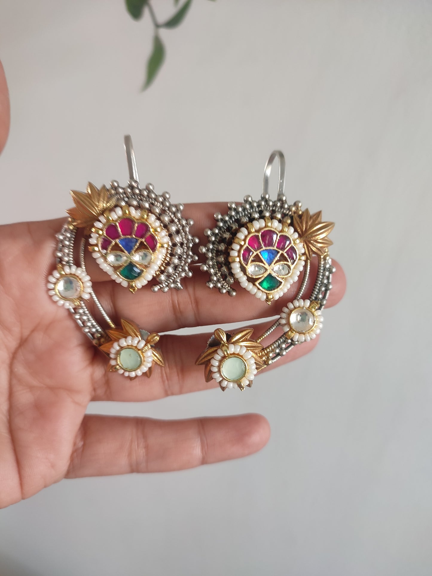 Pachi Kundan Earcuffs with Stud Earrings