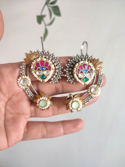 Pachi Kundan Earcuffs with Stud Earrings