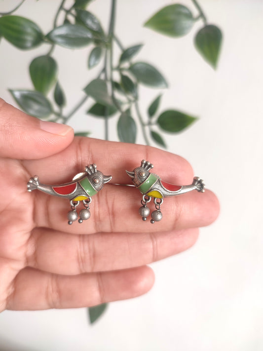 Panchi stud painted earrings